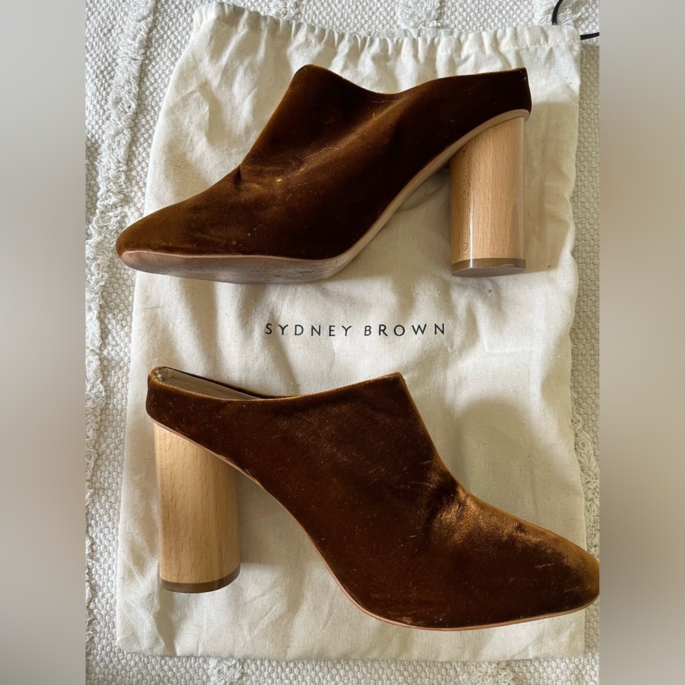 Sydney Brown Velvet Mules